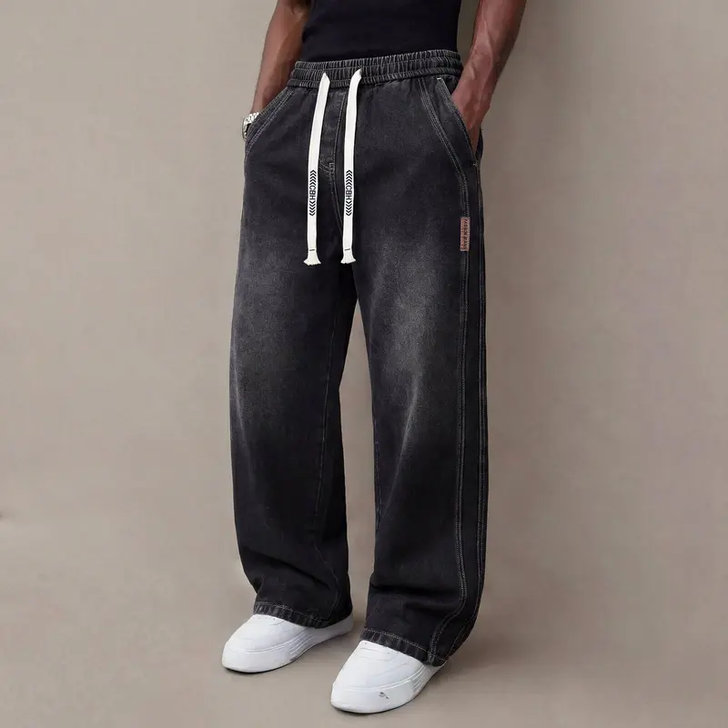 Men’s Relaxed Wide-Leg Straight Denim Jeans