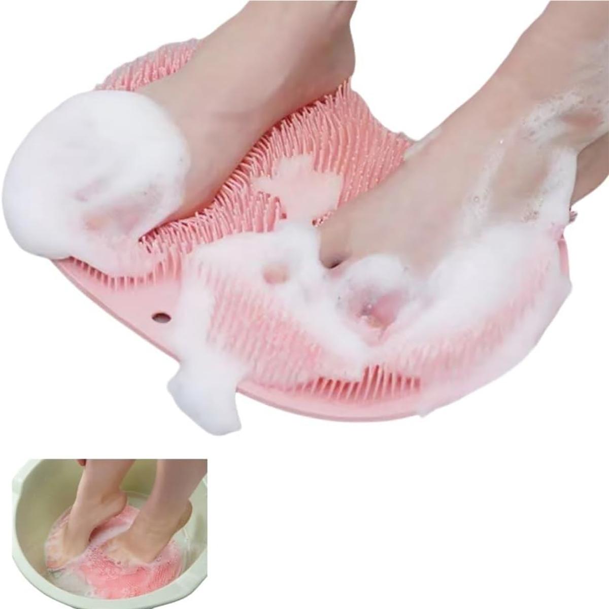 Silicone Shower Foot Scrubber Mat - Wall-Mounted Back & Feet Exfoliating Pad, Massage Soft Bristles | Suction Cups, Bathing Accessory for Men & Women Silicone Shower Foot Scrubber Mat - Wall-Mounted Back & Feet Exfoliating Pad, Massage Soft Bristles | Suction Cups, Bathing Accessory for Men & Women