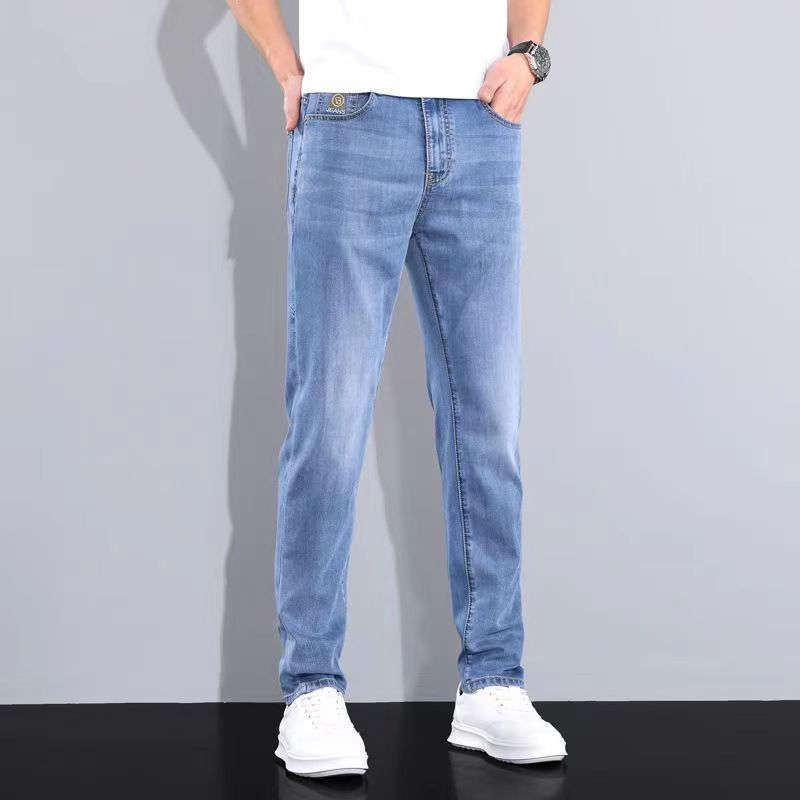Lyocell Tencel Jeans Men's Pants 2025 New Straight Blast Casual Denim Pants