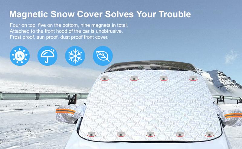 Leiboo Two packs Car Windshield Snow Cover Sun Shade Winter Dust Rain Ice Frost Guard Protector - Durable Design for Winter Weather Protection & Summer sunshade
