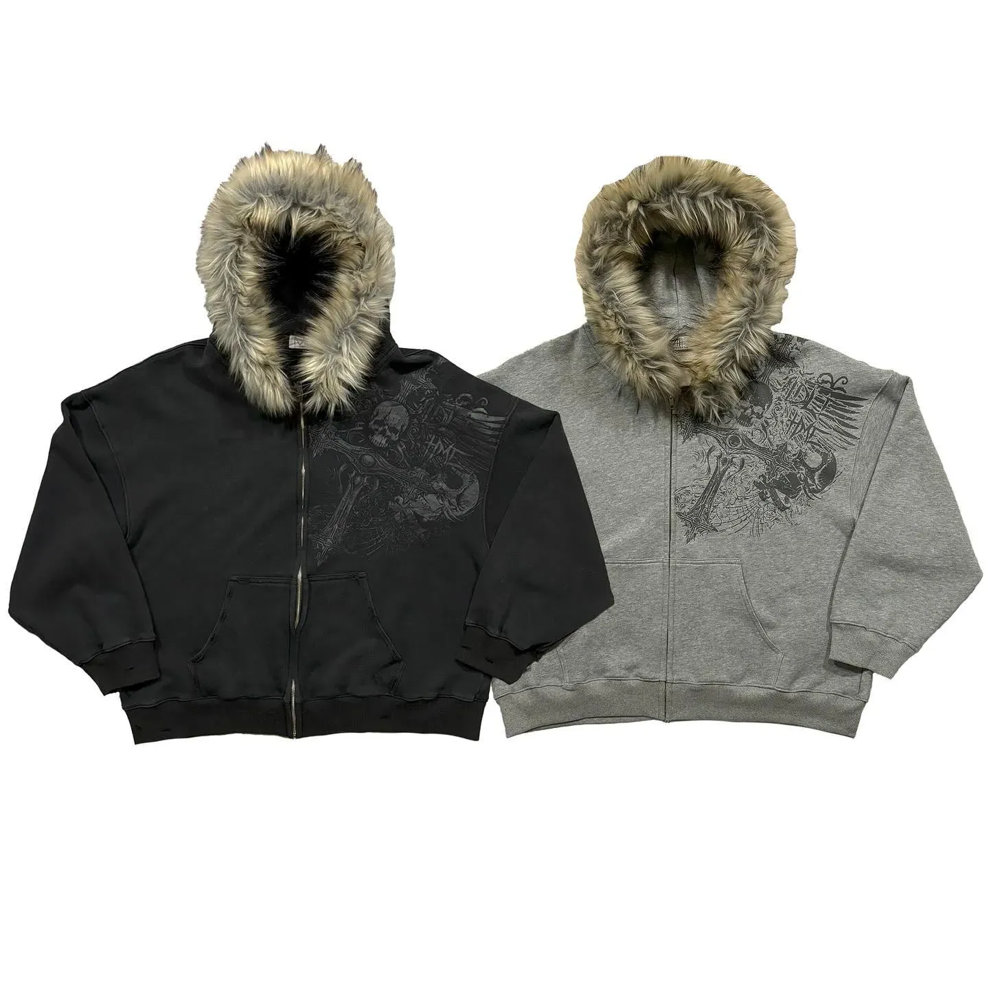 PROFOUND CROSS FUR ZIP-UP HOODIE(Buy 2 Free Shipping)
