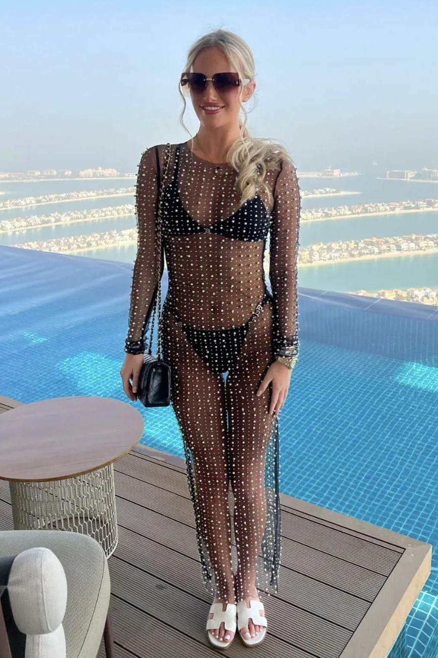 Elegant Rhinestone Mesh Overlay & Black Slip Dress Set (Buy 2 Free Shi