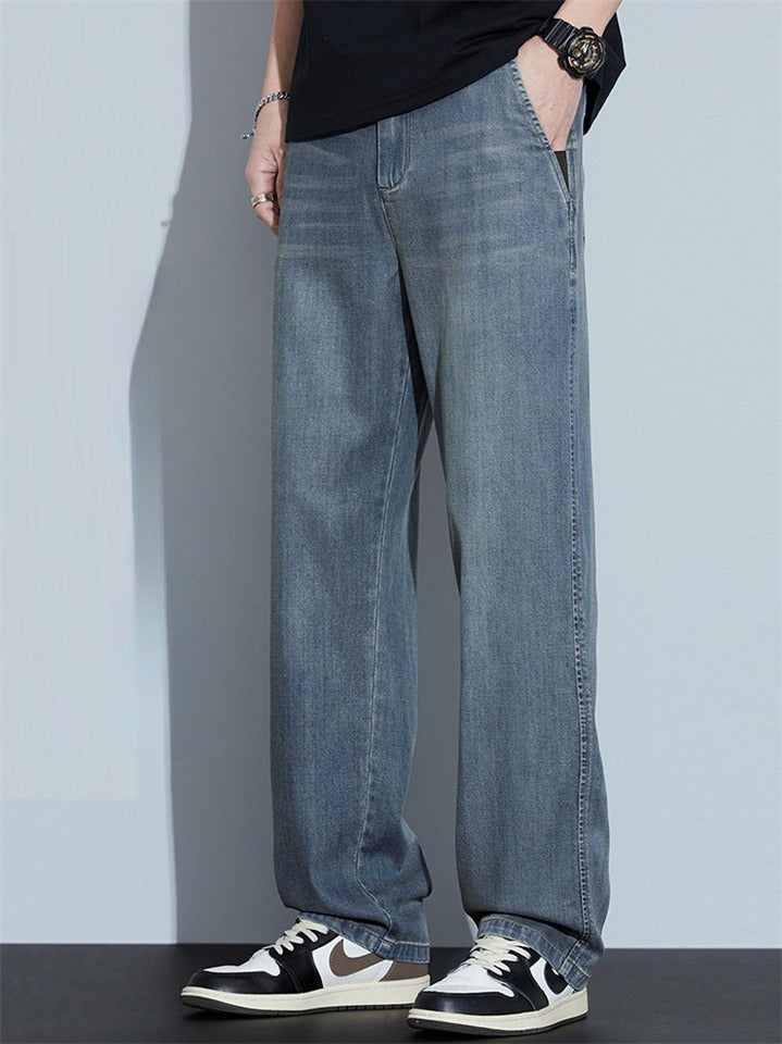 Men’s Summer Thin Loose Straight Retro Denim Pants