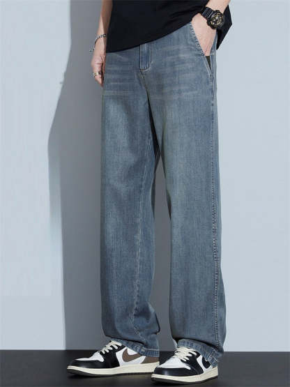 Men’s Summer Thin Loose Straight Retro Denim Pants
