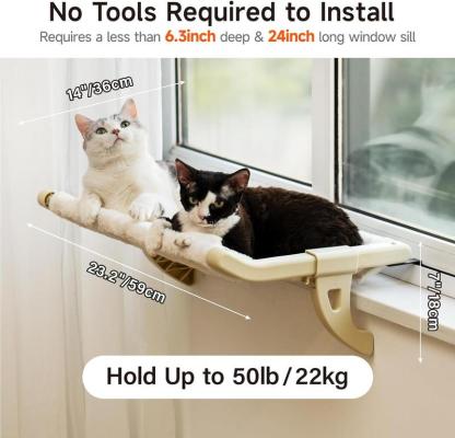Cat Window Perch — Adjustable window/bedside cat hammock with removable covers.