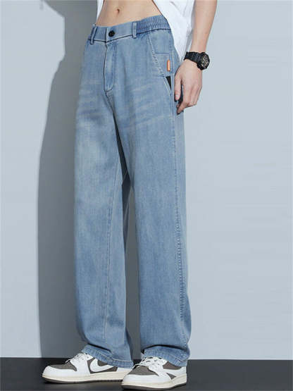 Men’s Summer Thin Loose Straight Retro Denim Pants