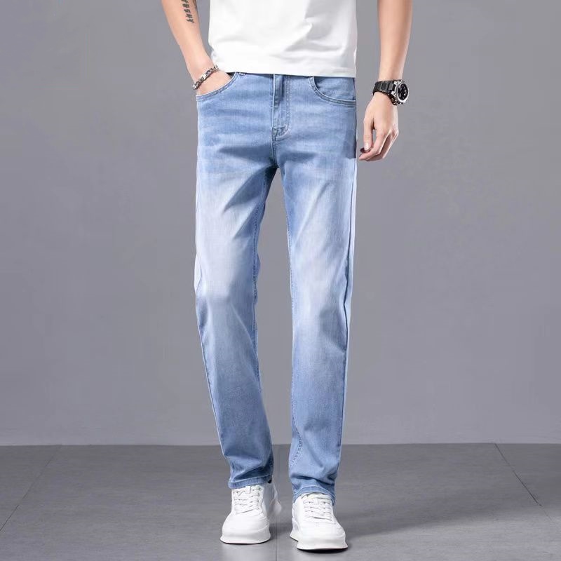 Lyocell Tencel Jeans Men's Pants 2025 New Straight Blast Casual Denim Pants