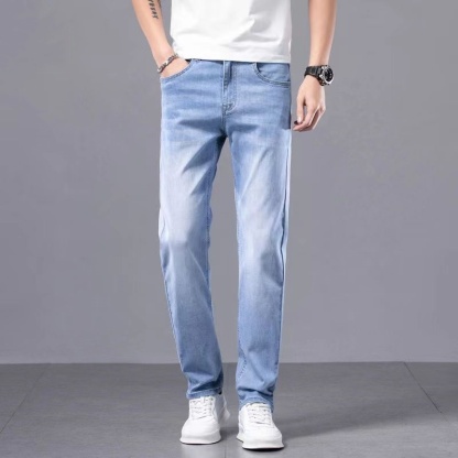 Lyocell Tencel Jeans Men's Pants 2025 New Straight Blast Casual Denim Pants
