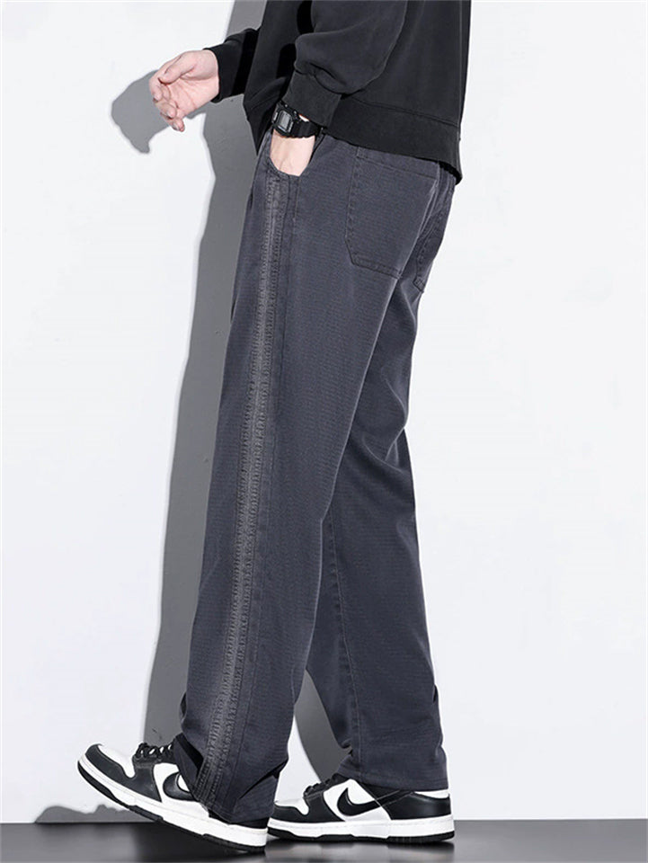 Men's Side Patchwork Loose Fit Straight Leg Pants for Spring Summer