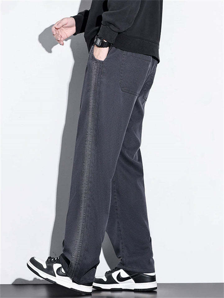 Men's Side Patchwork Loose Fit Straight Leg Pants for Spring Summer