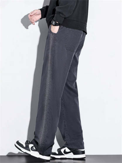 Men's Side Patchwork Loose Fit Straight Leg Pants for Spring Summer