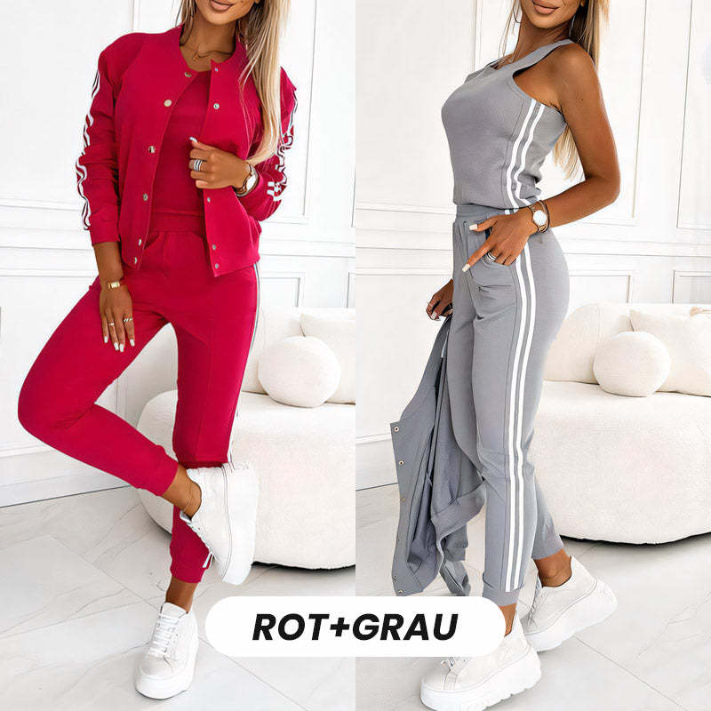 💞Three-piece set of baseball jacket and pants for women🧥