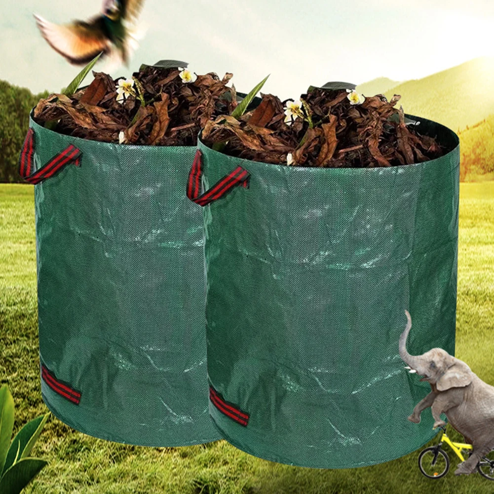 60L-500L Garden Waste Bag Foldable Reusable Trash Sack Large Capacity Garbage Container Leaf Grass Waste Storage Bag