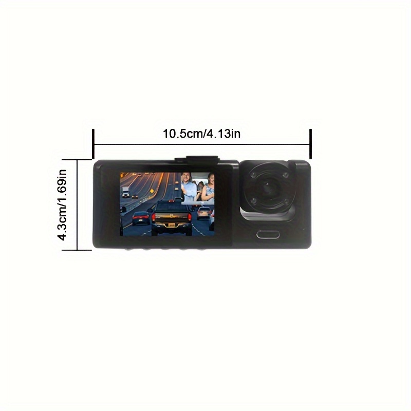 1080P 2 Cameras Dash Cam W/ IR Night Vision, Loop Recording & 2" IPS Screen