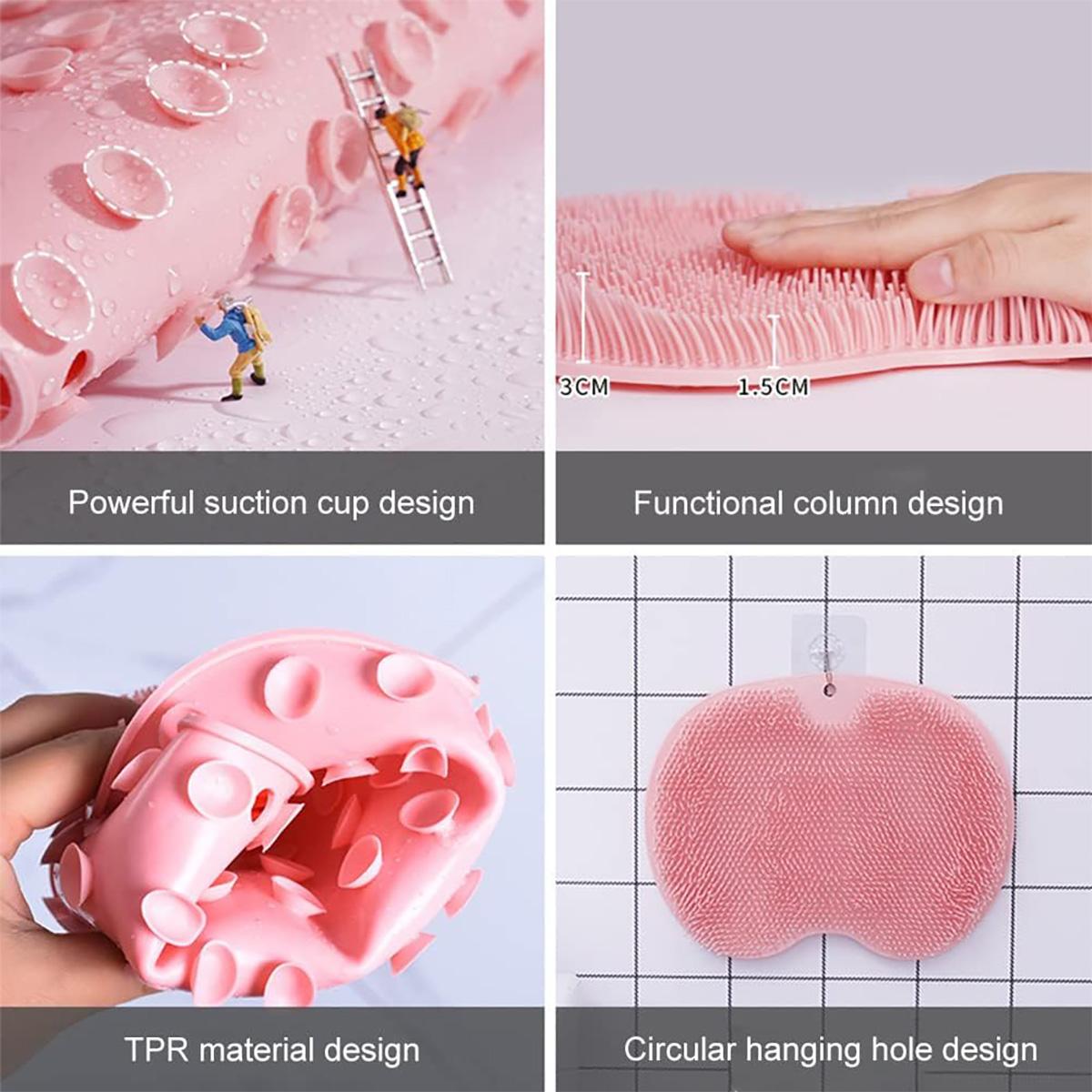 Silicone Shower Foot Scrubber Mat - Wall-Mounted Back & Feet Exfoliating Pad, Massage Soft Bristles | Suction Cups, Bathing Accessory for Men & Women Silicone Shower Foot Scrubber Mat - Wall-Mounted Back & Feet Exfoliating Pad, Massage Soft Bristles | Suction Cups, Bathing Accessory for Men & Women