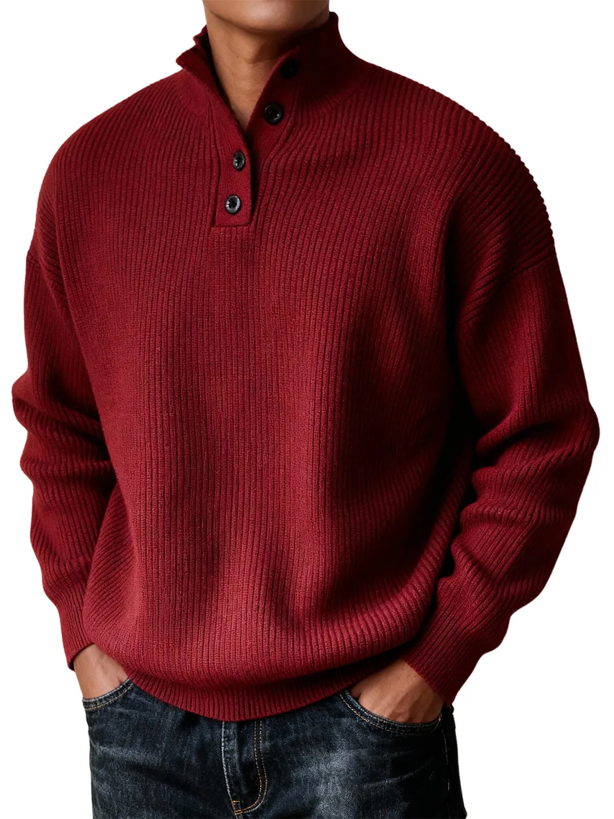 Men's Simple Turtleneck Casual Knitted Sweater(30% Wool)