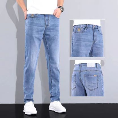 Lyocell Tencel Jeans Men's Pants 2025 New Straight Blast Casual Denim Pants