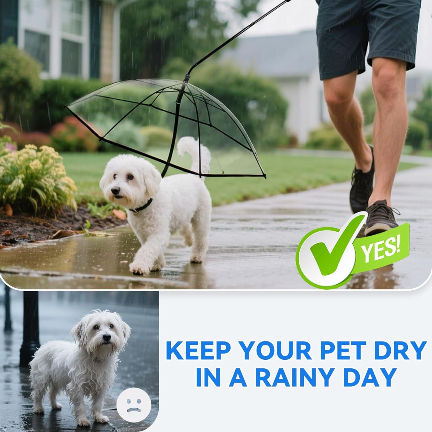 Petleso Umbrella for Small Dogs, Pet Umbrella for Dogs in Rainy Day with Adjustable Leash