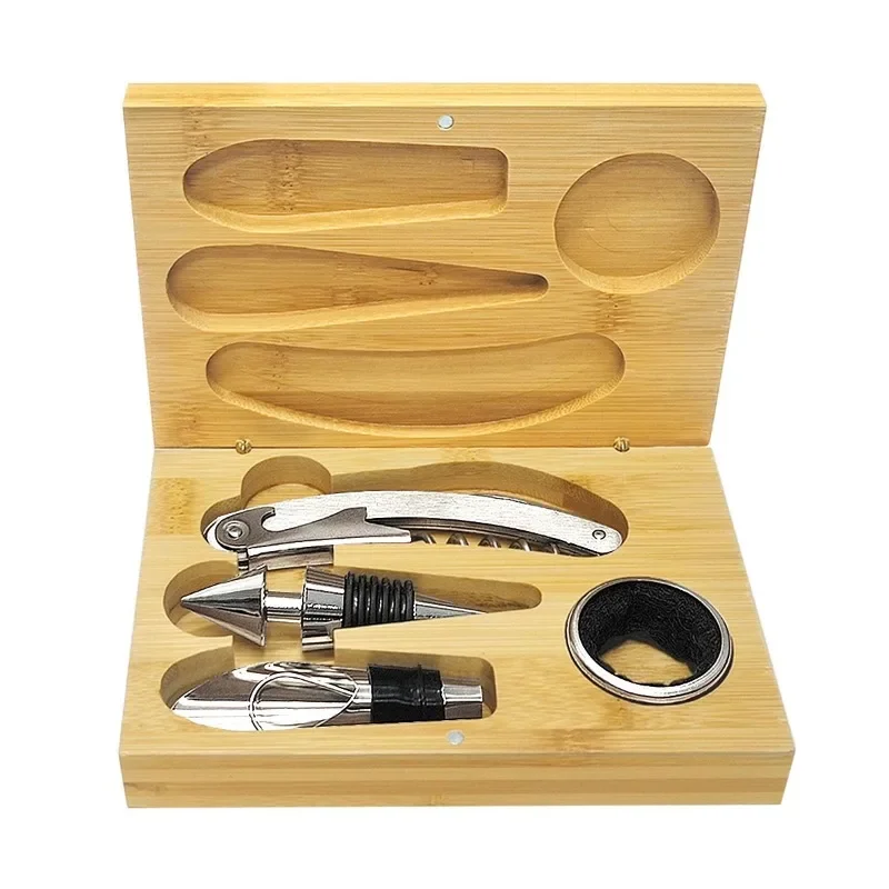 Red Wine Tool Bamboo and Wood Box Set Gift Wine Bottle Opener Set Kitchen Gadgets Wine Accessories