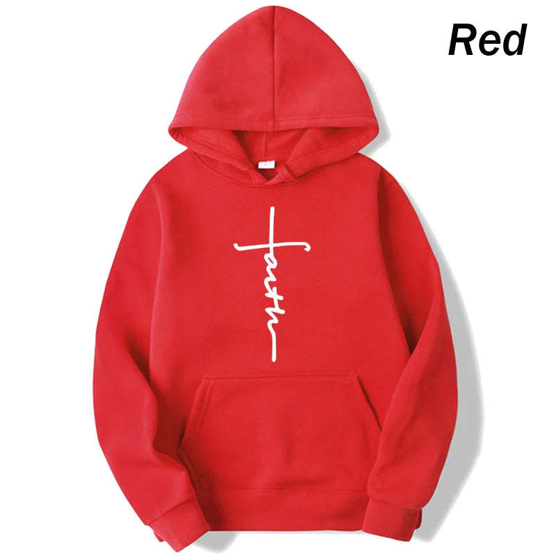 Unisex Cool Faith Print Hoodie Sweatshirt Men Women Fleece Hoodie Fash