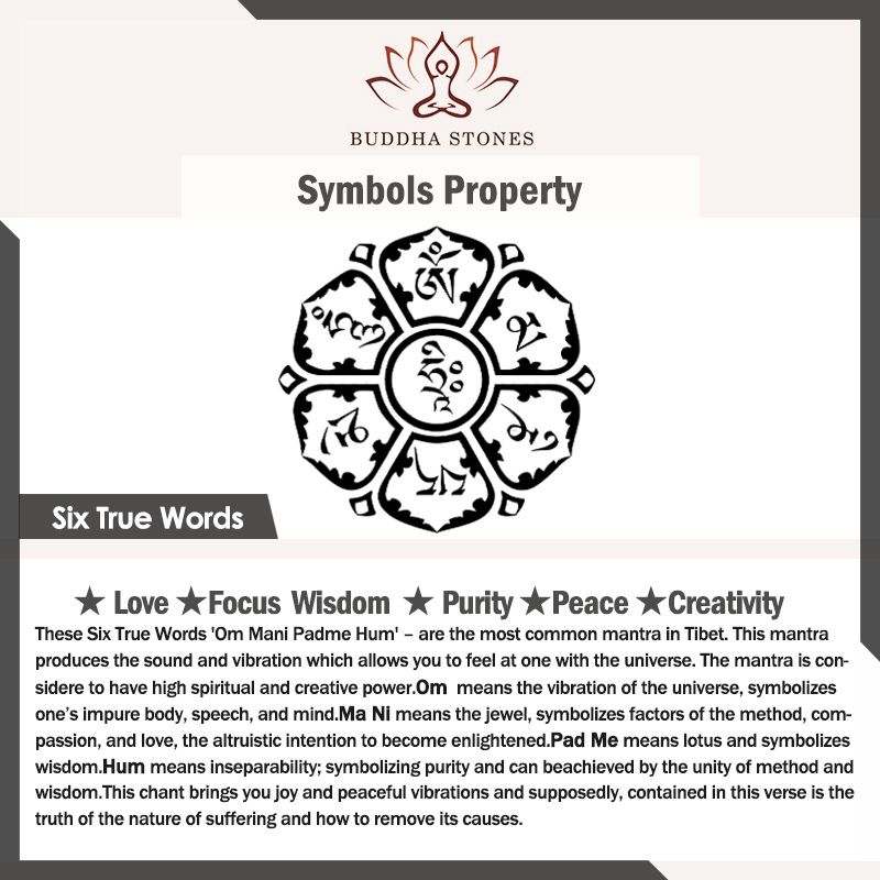 Buddha Stones Black Obsidian Six True Words Protection Mala Bracelet Mala Bracelet BS 2