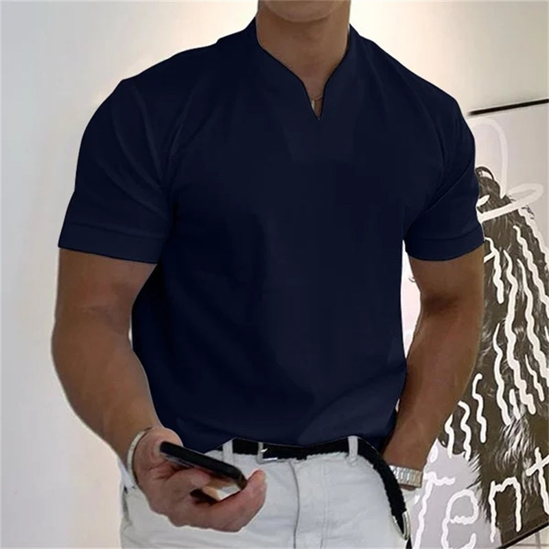 👕 Men's short-sleeved professional crew neck t-shirt - breathable cotton blend ✨