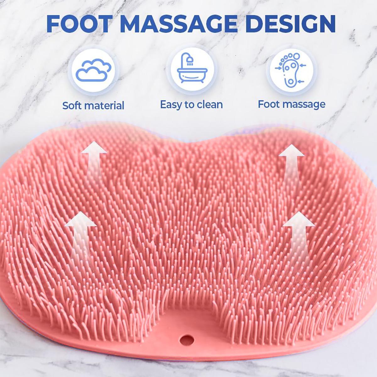 Silicone Shower Foot Scrubber Mat - Wall-Mounted Back & Feet Exfoliating Pad, Massage Soft Bristles | Suction Cups, Bathing Accessory for Men & Women Silicone Shower Foot Scrubber Mat - Wall-Mounted Back & Feet Exfoliating Pad, Massage Soft Bristles | Suction Cups, Bathing Accessory for Men & Women