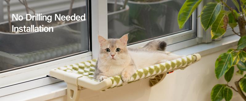 MEWOOFUN Cat Window Perch, Window Sill Mount Cat Hammock for Indoor Cats, Adustable Hammock with Removable Covers For Cat Bed Attach To Bedside