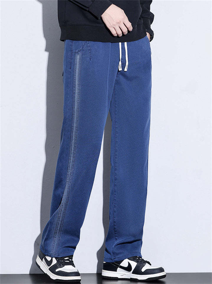 Men's Side Patchwork Loose Fit Straight Leg Pants for Spring Summer