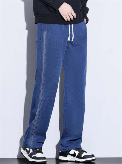Men's Side Patchwork Loose Fit Straight Leg Pants for Spring Summer