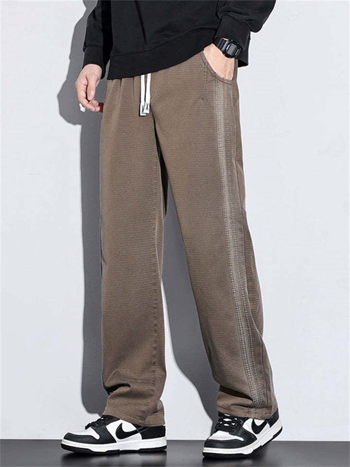 Men's Side Patchwork Loose Fit Straight Leg Pants for Spring Summer