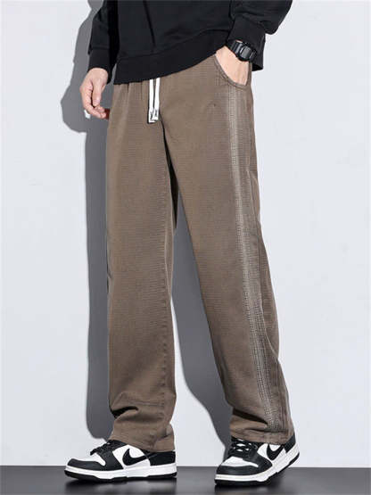 Men's Side Patchwork Loose Fit Straight Leg Pants for Spring Summer