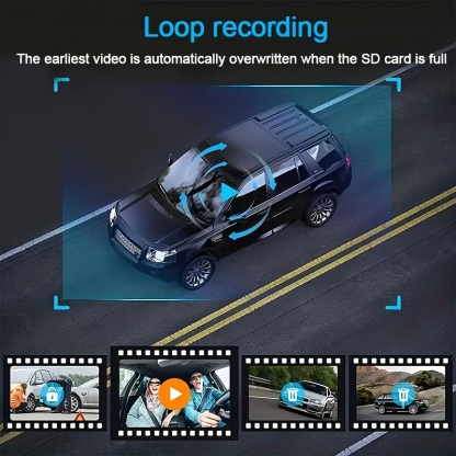1080P 2 Cameras Dash Cam W/ IR Night Vision, Loop Recording & 2" IPS Screen