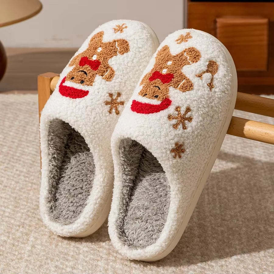 Christmas Gingerbread Winter Warm Slippers