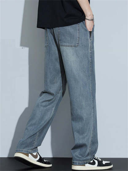 Men’s Summer Thin Loose Straight Retro Denim Pants