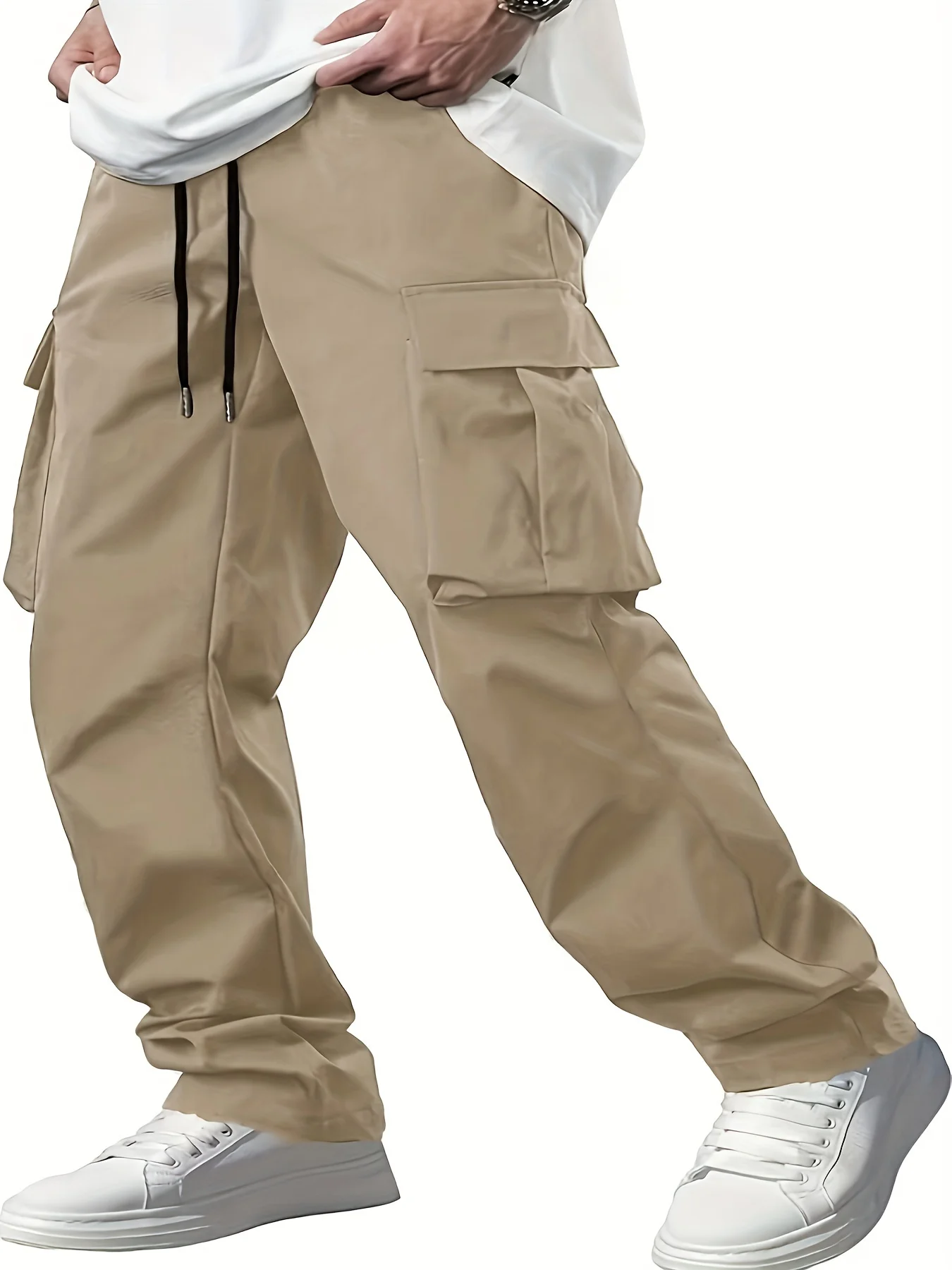 Men's Work Pants – Multi-Pocket Drawstring Casual Style