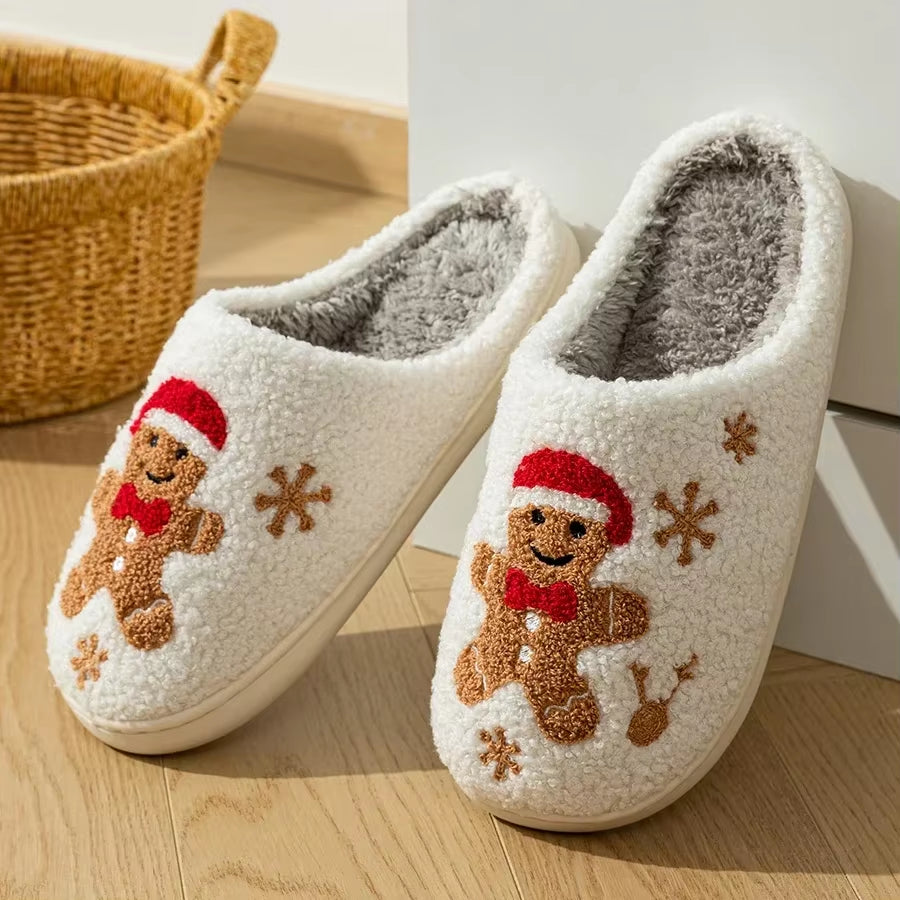 Christmas Gingerbread Winter Warm Slippers