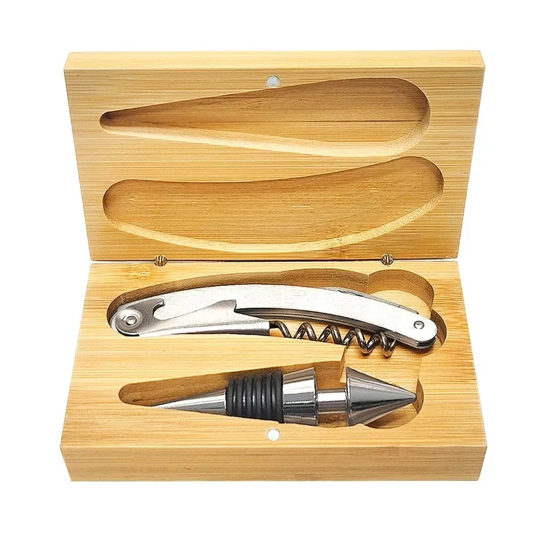 Red Wine Tool Bamboo and Wood Box Set Gift Wine Bottle Opener Set Kitchen Gadgets Wine Accessories
