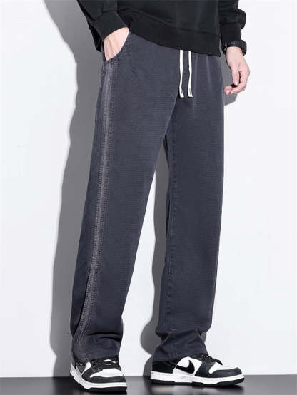 Men's Side Patchwork Loose Fit Straight Leg Pants for Spring Summer
