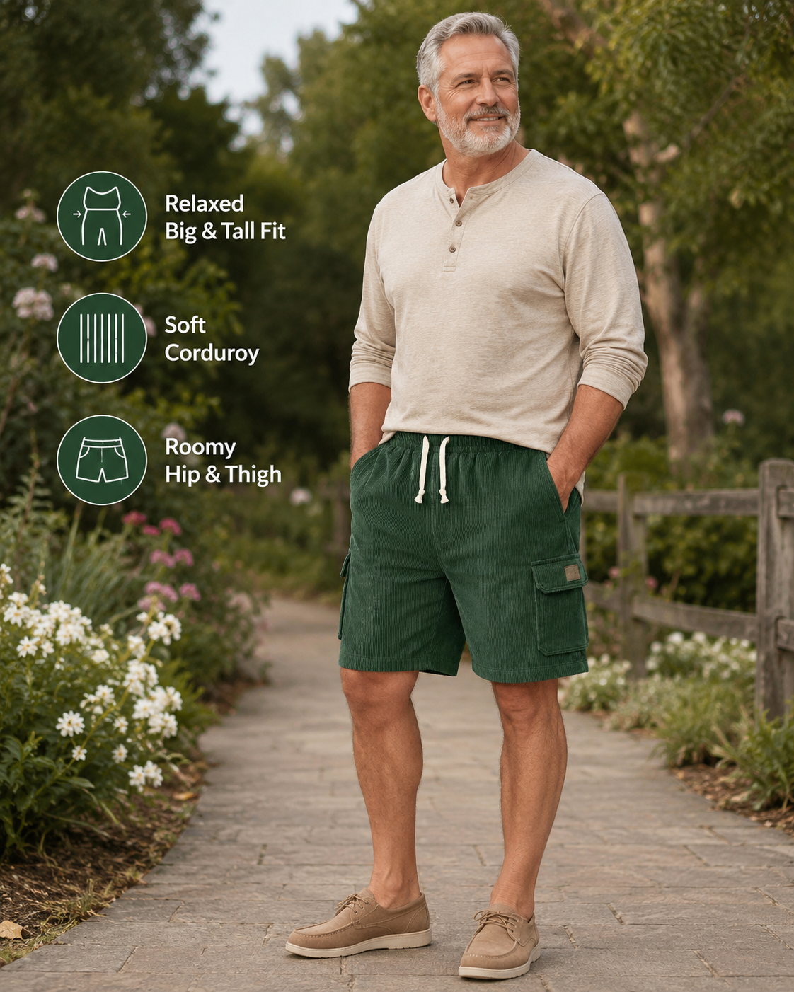Big & Tall Corduroy Cargo Shorts Limited  