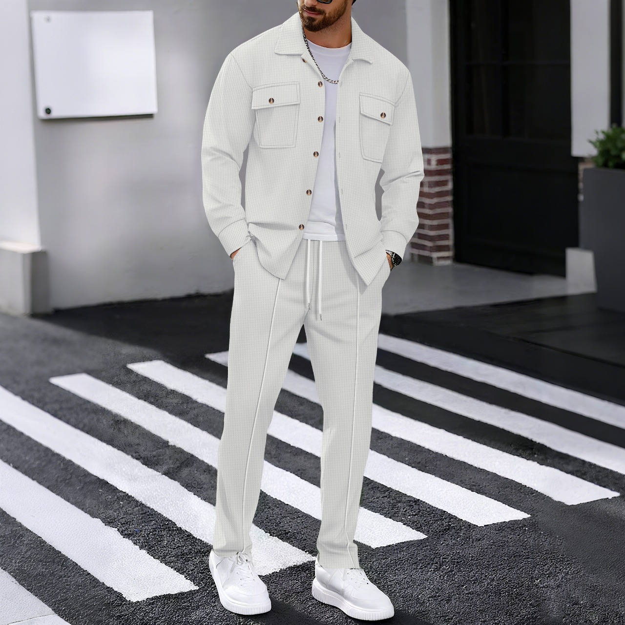 Men's waffle two-piece set