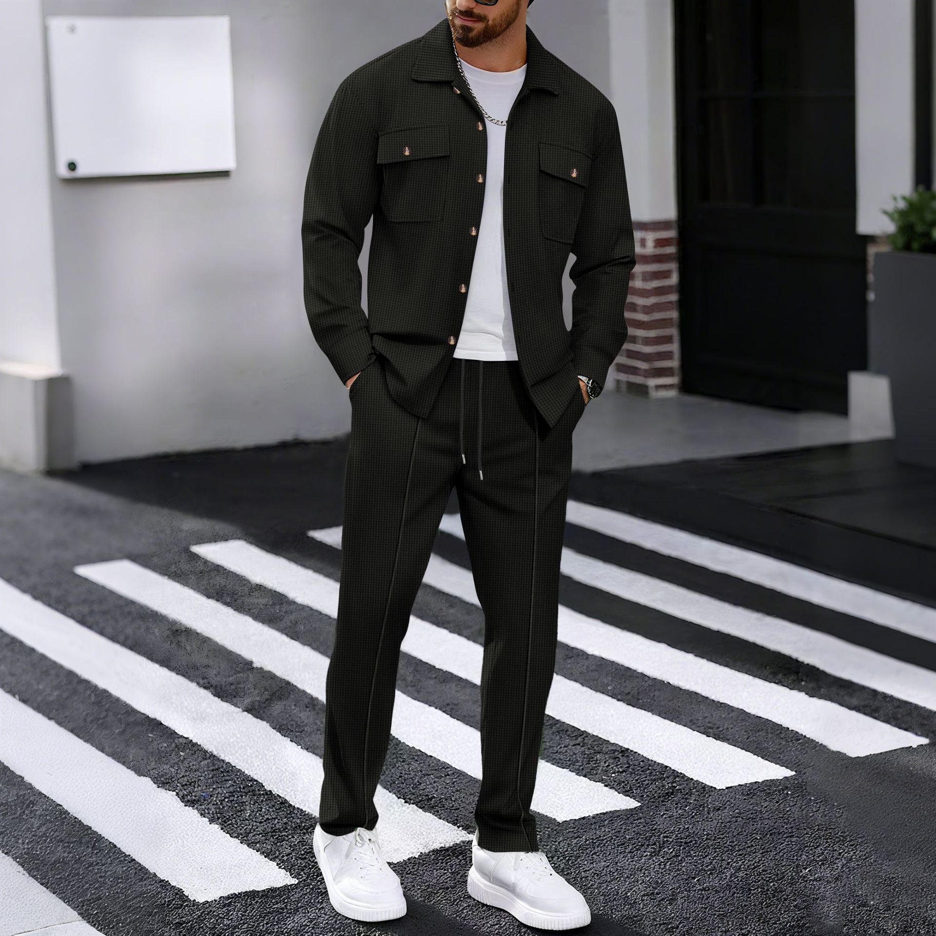 Men's waffle two-piece set