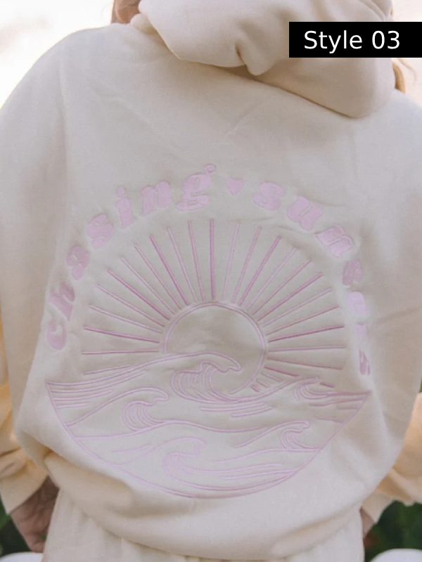 Pink Palm Puff Chasing Sunsets Oversized Hoodie