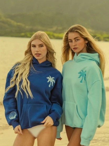 Pink Palm Puff Oversized Hawaii Hoodie