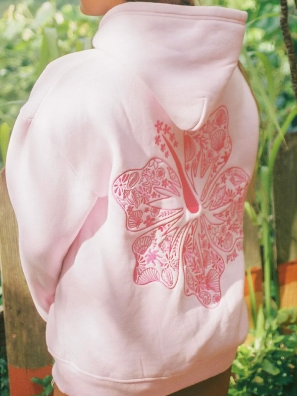 Pink Palm Puff Oversized Hawaii Hoodie