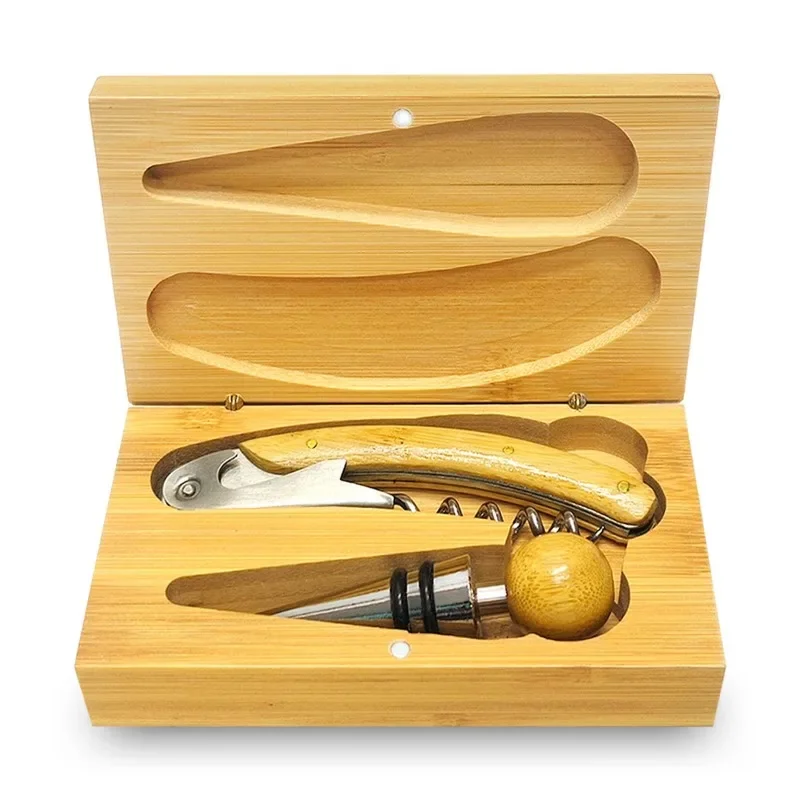 Red Wine Tool Bamboo and Wood Box Set Gift Wine Bottle Opener Set Kitchen Gadgets Wine Accessories