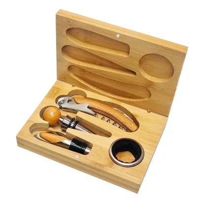 Red Wine Tool Bamboo and Wood Box Set Gift Wine Bottle Opener Set Kitchen Gadgets Wine Accessories