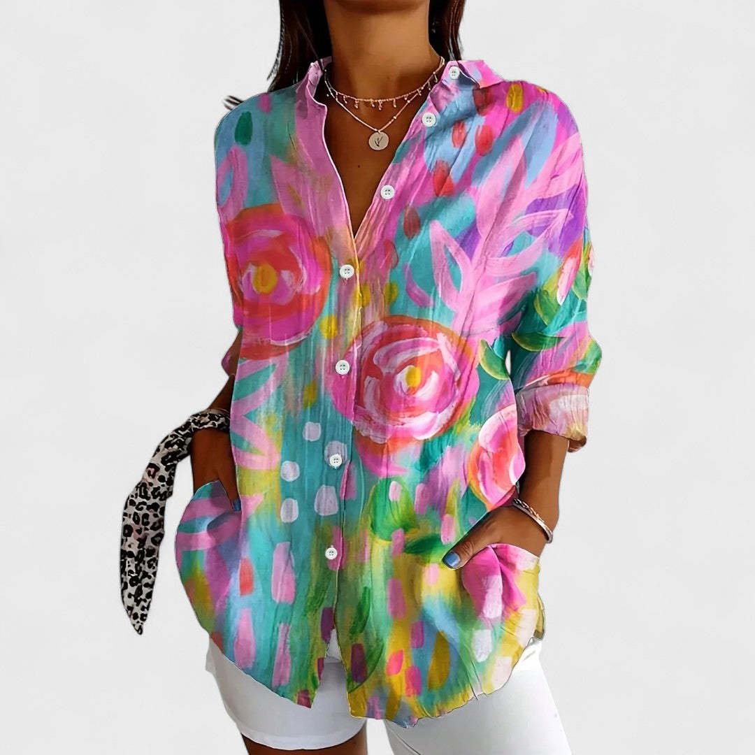 Colorful blouse with a playful print