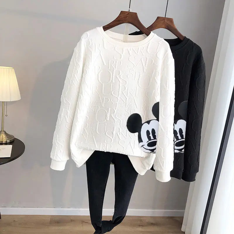 Disney Mickey Mouse Print Loose Sweatshirt
