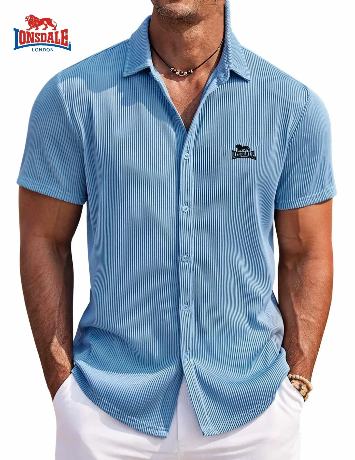 Summer Men's Embroidered High-quality Soft Striped Short Sleeved Shirt, New Luxury, Fashion, Casual, Cool Beach Style Top